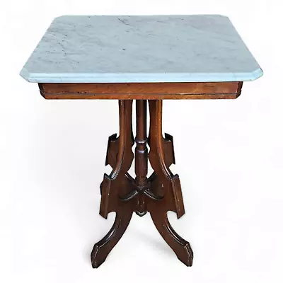 Antique Marble Top Walnut Occasional Or Side Table • $221.25