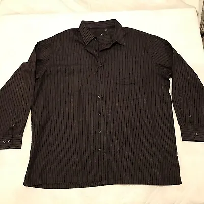 J Ferrar Long Sleeve Maroon/black Striped Dress Shirt 3XLT • $10.99