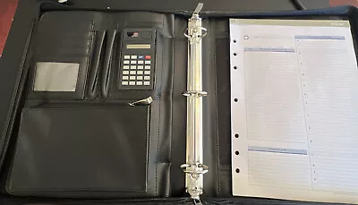 Franklin Covey Black Leather Executive Portfolio Briefcase Zip Around File • $51