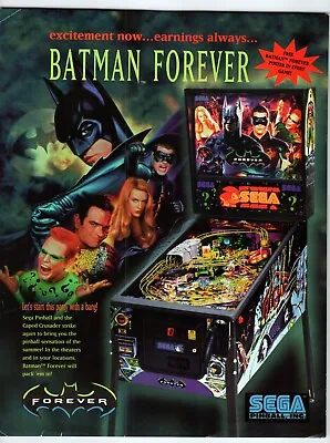 Batman Forever Pinball Machine FLYER Original Promotional 8.5  X 11  Sheet SciFi • $15.20