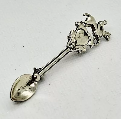 Vintage Sterling Silver Horse & Jockey Heart Spoon Stick Pin Equestrian • $0.99