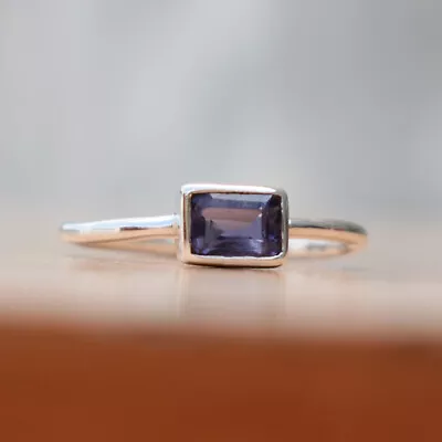 Manufacturer Of Iolite Gemstone 925 Sterling Silver Handmade Thin Stacking Ring • $16.91