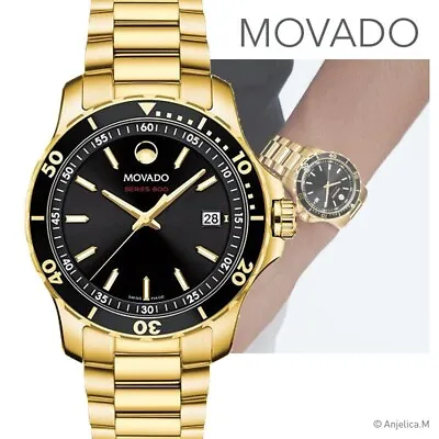 Brand New Movado Men’s Series 800 Yellow Gold Black Dial Stainless 2600150 • $850