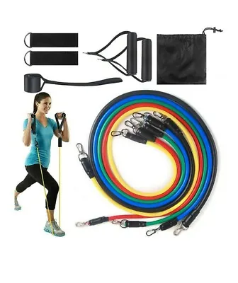 $17.99 • Buy 11 PC Resistance Band Loop Set Exercise Workout Crossfit Fitness Stackable 100lb