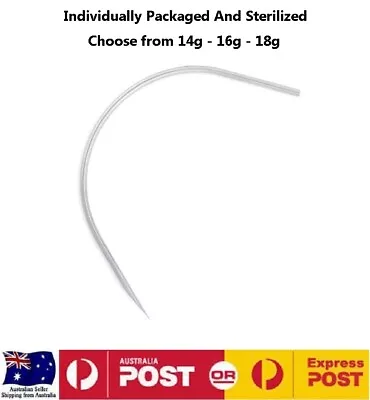 1 X Curved Body Piercing Needle Individually Packaged And Sterilized 14g 16g 18g • $2.91