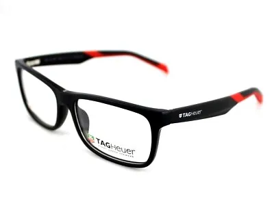 RARE New Authentic TAG HEUER Matte Black Red Eye Glasses Frame TH 0551 005 57mm • $326.17