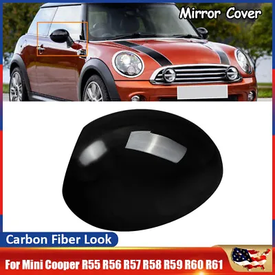 Right Side Door Mirrors Cover Cap For Mini Cooper R55 R56 R57 R58 R59 R60 Black • $26.59