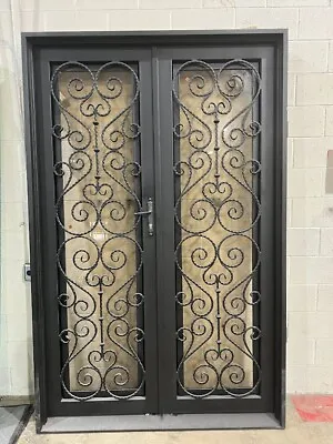 Wrought Iron Double Entry Door 61  X 96  Floral With Operable Glass • $2950