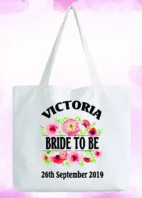 Bride To Be Personalised White Tote Bag Wedding Gift Add Name & Date • £7.95