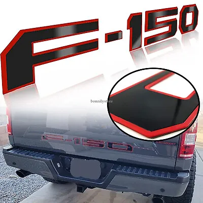 $17.99 • Buy For F-150 2018-2020 3D Raised Rear Tailgate Inserts Letters Emblem Black / Red