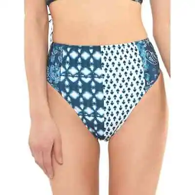 NWT Jessica Simpson Batik Babe High Waist Swim Bikini Bottoms Large Pau2722a • $14.99