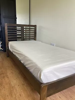 Single IKEA Bed Frame Brown With Mattress In Good Condition • £80