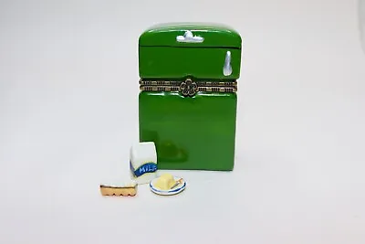 Green Fridge With Eggs Milk Butter Trinket Box • $76.99
