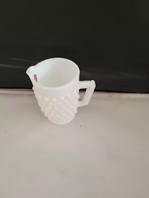 Rare Vintage Fenton Tag White Hobnail Milk Glass Mini Pitcher  • $10