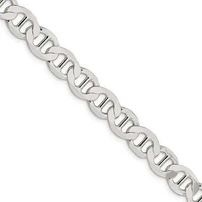 Mens 9mm Sterling Silver Hollow Flat Anchor Chain Necklace 24 Inch • $303.98