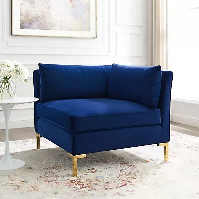 Modway Ardent Performance Velvet Sectional Sofa Corner Chair In Navy • $466.91