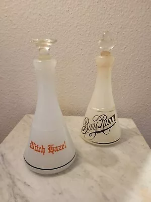 Antique WITCH HAZEL Milk Glass And BAY RUM Clambroth Apothecary Barber Bottles • $175