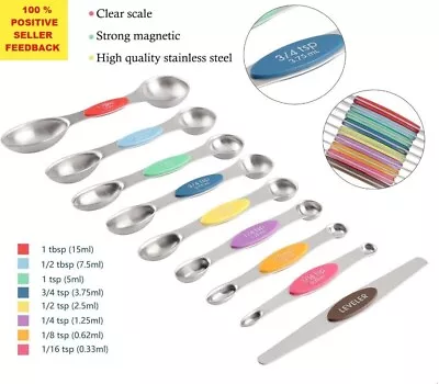 Magnetic Color Coded Dual Sided Measuring Spoons -  Set Of 8 + A Leveler • $14.88