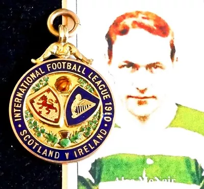 9ct Gold Football Medal. Scottish League V Ireland 1909. Alec McNair Celtic FC. • £2450