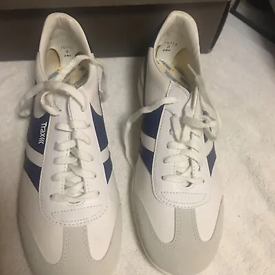 Vintage Italian Man Shoes Sneakers White And Blue By Trax Size 9 • $499