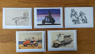 5 X Scooter Vespa And Lambretta Greetings Birthday Cards Blank Inside  • £13