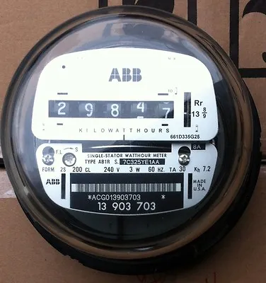 Abb Watthour Meter Kwh Ab1 Ez Read Cyclone 4 Lugs 240v 200a Fm 2s 3w • $26.49