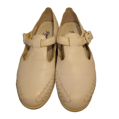 Vtg Rockers Footwear Comfort Breton Nurse Shoes Leather Upper White Women's 6.5 • $24.95