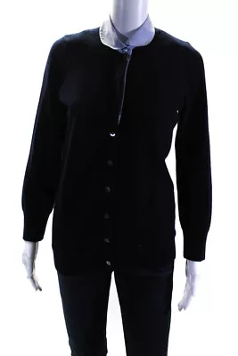Vince Women's Collared Long Sleeve Cashmere Button Up Sweater Navy Blue Size M • $52.45