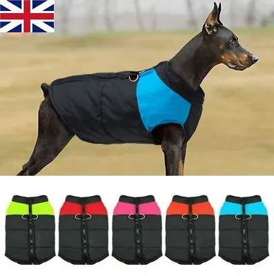 £4.99 • Buy Large Dog Winter Warm Coat Jacket Clothes Waterproof Zip Up With Harness Hole