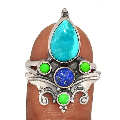 Angel Wing - Composite Blue Mohave Turquoise 925 Silver Ring S.8 CR27689 • $21.99
