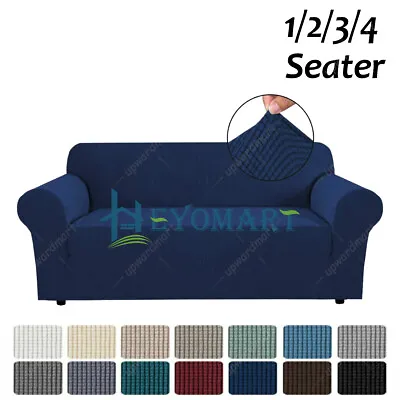 1/2/3/4 Seater Slipcover Solid Sofa Covers Stretch Couch Furniture Protector • $20.99