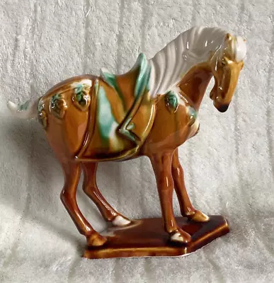 Vintage Chinese Tang Sancai Style War Horse Tri Coloured Retro • £14.99