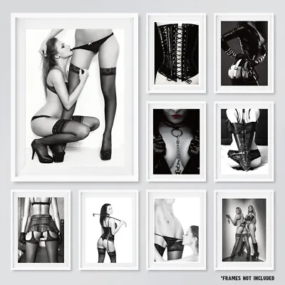 Erotic Bdsm Fetish Bondage Photo Poster Prints Lesbian Dominatrix Black & White • £36.29