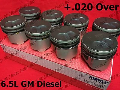 6.5 6.5L Diesel Pistons +.020 1992-02 MAHLE Coated (set Of 8) GM Chevy W/ Rings • $720.99