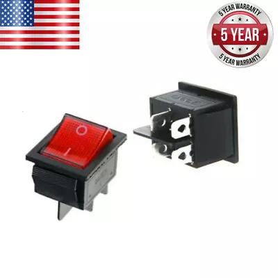 2PCS Red Button On-Off 4 Pin DPST Boat Rocker Switch For 16A 250V 20A 125V USA • $5