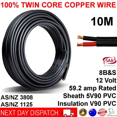 8B&S Twin Core Automotive Battery Copper Cable 2 Dual Wire B&S 8BS BS 8 B S 12v • $94.95