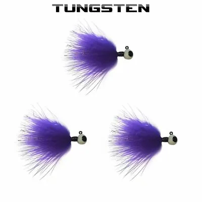 (3 Pack) Kenders Purple GLOW Tungsten Marabou Jigs-1/16th Oz #2 Hook Jigs  • $13.95