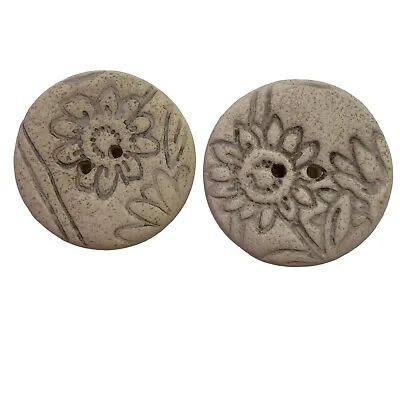 Clay Stone Mosaic Button Tiles 2 Round Art Buttons Assorted Crafting Brown 2.5  • $9