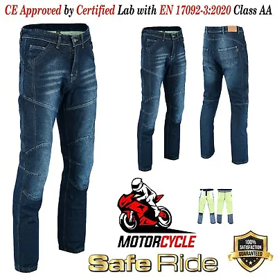 Motorcycle Trousers Motorbike Denim Blue Jeans Protective Lining Pants CE Armour • $53.03