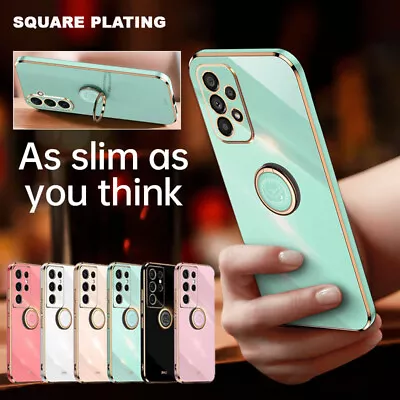 For Samsung A13 A14 A23 A34 A54 A04S Luxury Plating Ring Holder Phone Case Cover • £4.79