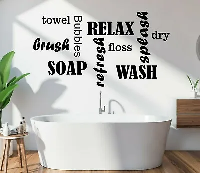 £17.99 • Buy Wall Art Stickers Relax Wash Soap Home Decor Decals Vinyl Quotes Words Bathroom