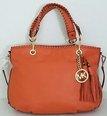 🌞michael Kors Bennet Tangerine Orange Leather Medium Crossbody Tote Bag🌺nwt! • $213.89