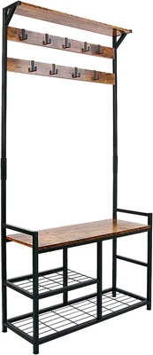 $106.62 • Buy HOMEKOKO Coat Rack Shoe Bench Hall Tree Entryway Storage Bench Wood Look Accen