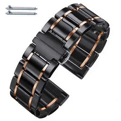 Black & Rose Gold Ceramic Replacement Watch Band Quick Release #8003 • $29.95