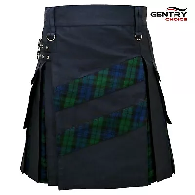 Hybrid Utility Kilt Cross Stripes Tartan Black Watch Highland Scottish Outfit • $56.69