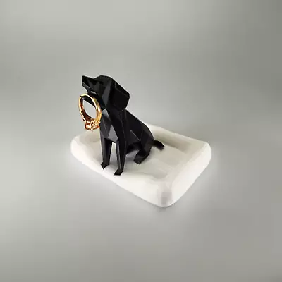 Eco-Friendly Black Lab Ring Holder - Modern Dog Ring Stand For Jewelry Display • $18.99