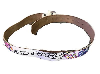 Ed Hardy By Christian Audigier Handmade Genuine Leather Belt Size Medium *READ* • $34