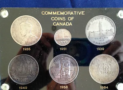 1935-1964 Commemorative Coins Of Canada 5 Silver Dollars + 1951 Nickel  E0921 • $177