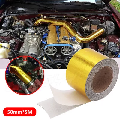 1 Roll 50mm Gold Exhaust Wrap Manifold Header Fiberglass Heat Wrap Tape • $8.53