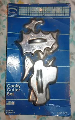 Unused Mirro 4 Piece Alumiunm Cooky Cookie Cutter Set Angel Santa Reindeer Leaf • $14.95